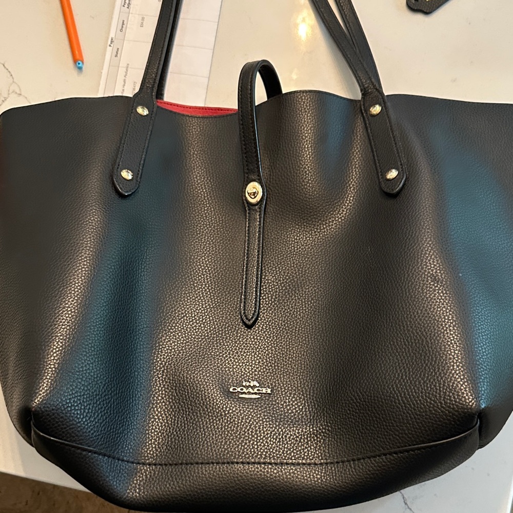 Coach Black Pebbled Leather Tote